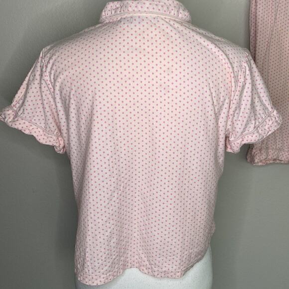 Nasty Gal 2 piece Short Sleve Pajama Set. Pink with dark pink polka dots Size 10 - Picture 3 of 15